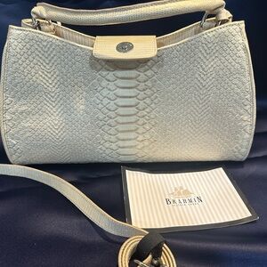 Brahmin Cream Satchel with Textured Design
